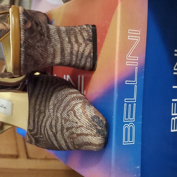 Bellini khaki brown fabric print heels - Picture 3 of 5